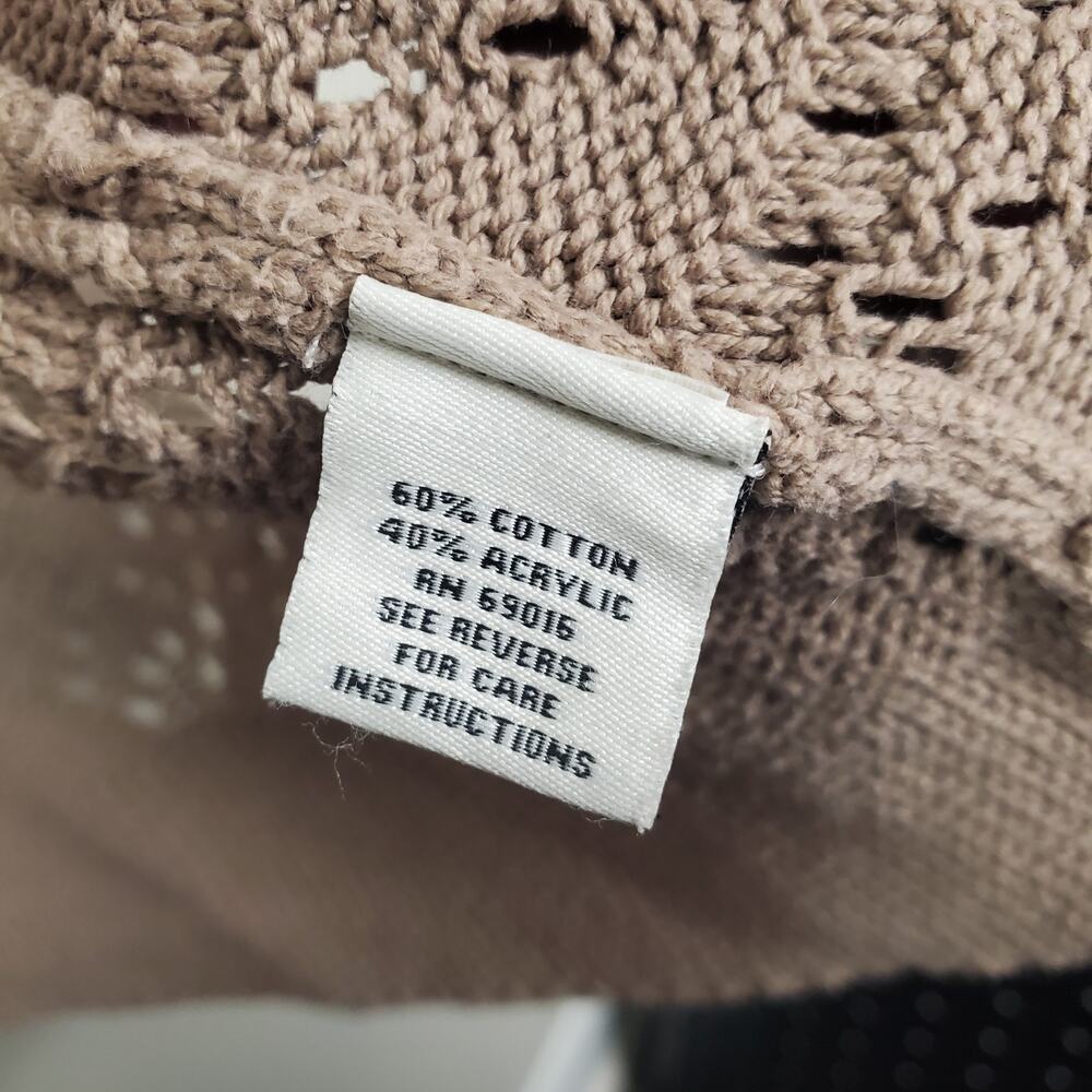 STUDIO WORKS | Open Front Loose Knit | Tan | Cardigan Sweater | Size Large - Picture 3 of 5